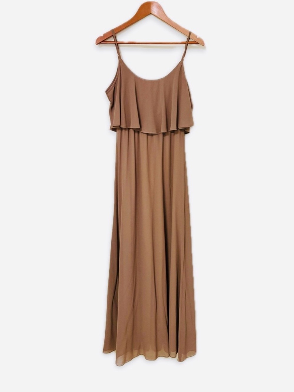 Show Me Your MuMu Caitlin Ruffle Maxi Dress Taupe Size M Bridesmaid Wedding